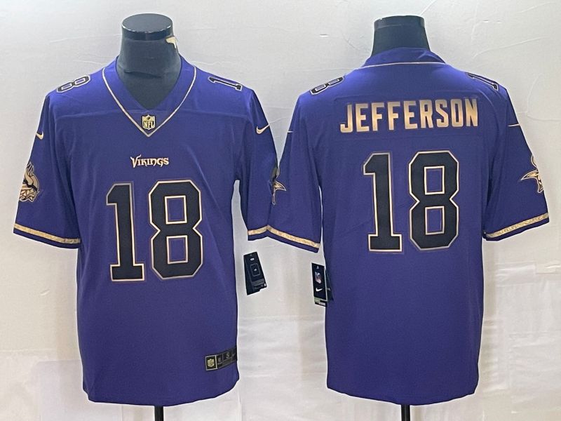 Men Minnesota Vikings 18 Jefferson Purple 2023 Nike Vapor Limited NFL Jersey style 5